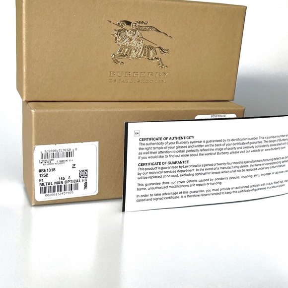 Burberry Box for Eyewear with Tags and Authenticity Card. - Picture 6 of 6